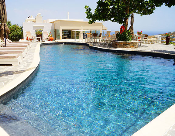 The heated pool at Petali Village Hotel