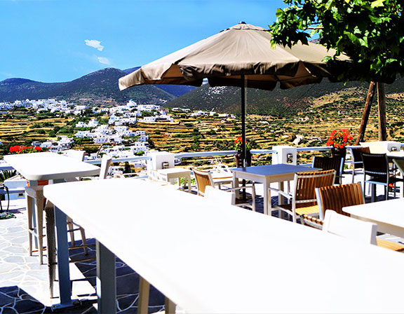 The pool bar with panoramic village views