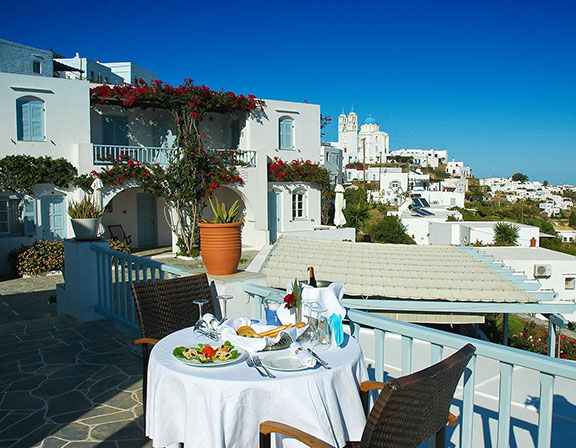 Courtyard with village views